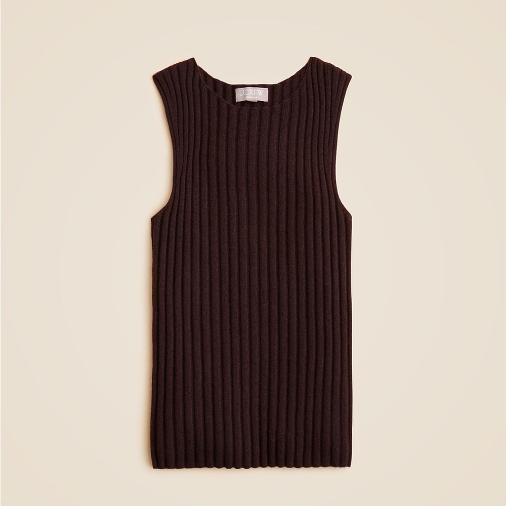 J crew heather chocolate Wide-rib cashmere sweater shell